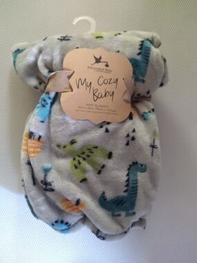Adirondack Baby Berkshire Blanket My Cozy Baby Light Gray Dinosaur Baby Blanket